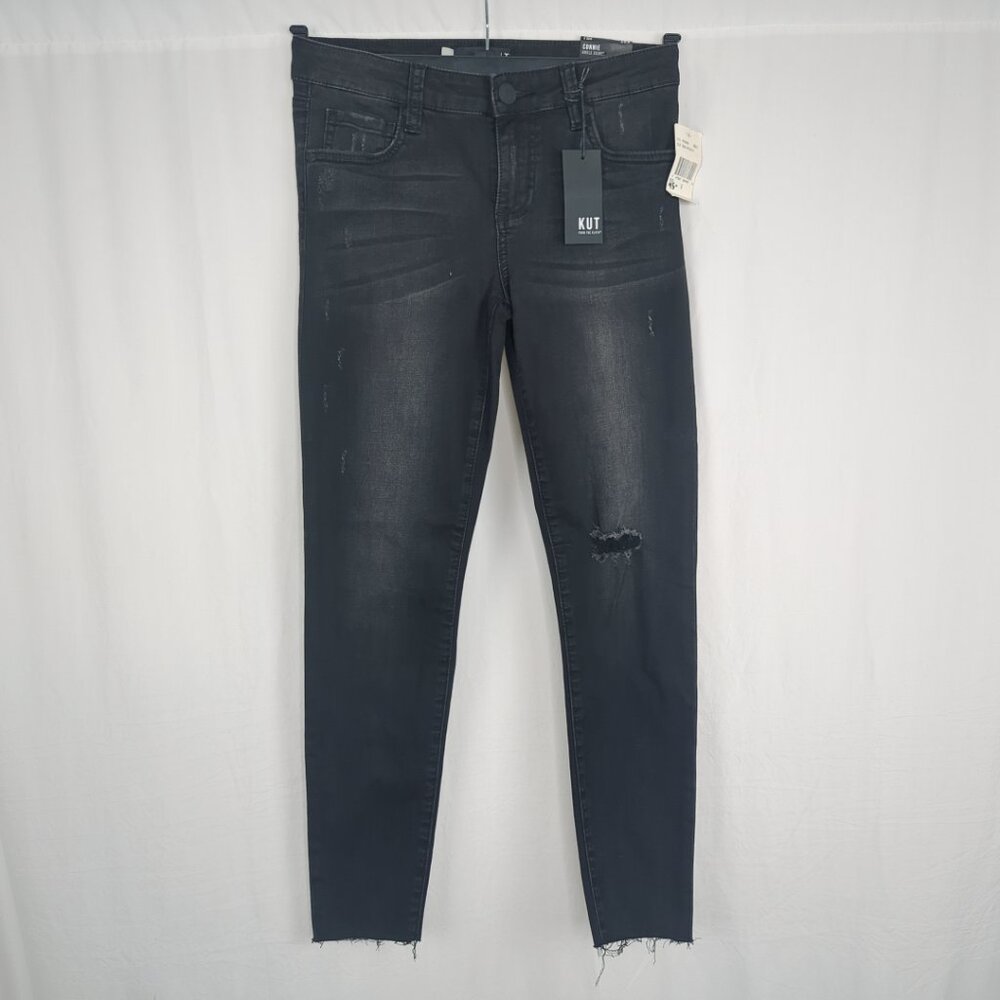 KUT Black Skinny Jeans 2 Connie Distressed Stretch Ankle NWT